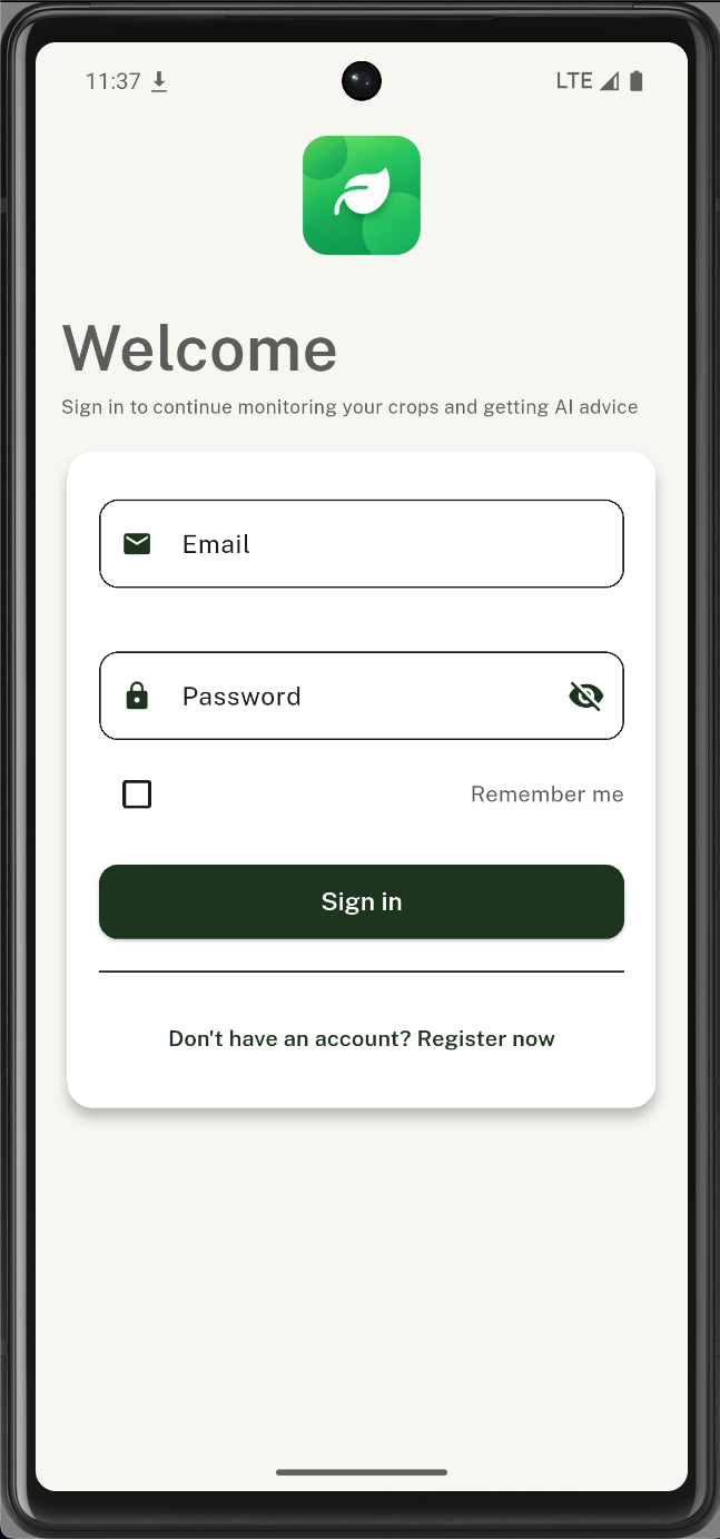 Agrix login screen