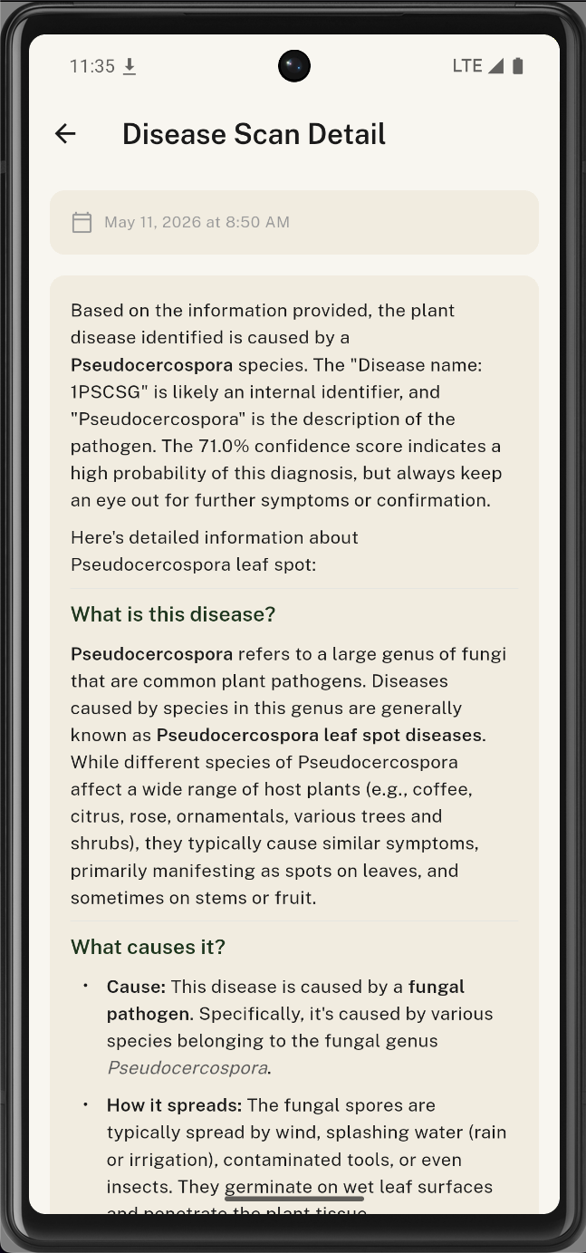 Agrix AI disease report screen